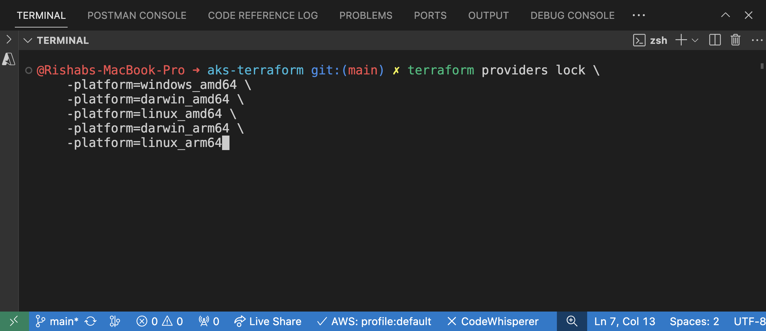 running the terraform providers lock command to support multiple systems